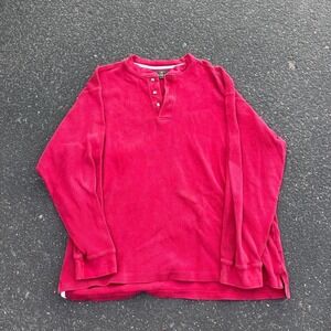 Vintage Redhead Thermal Waffle Henley Shirt Size XXL Red